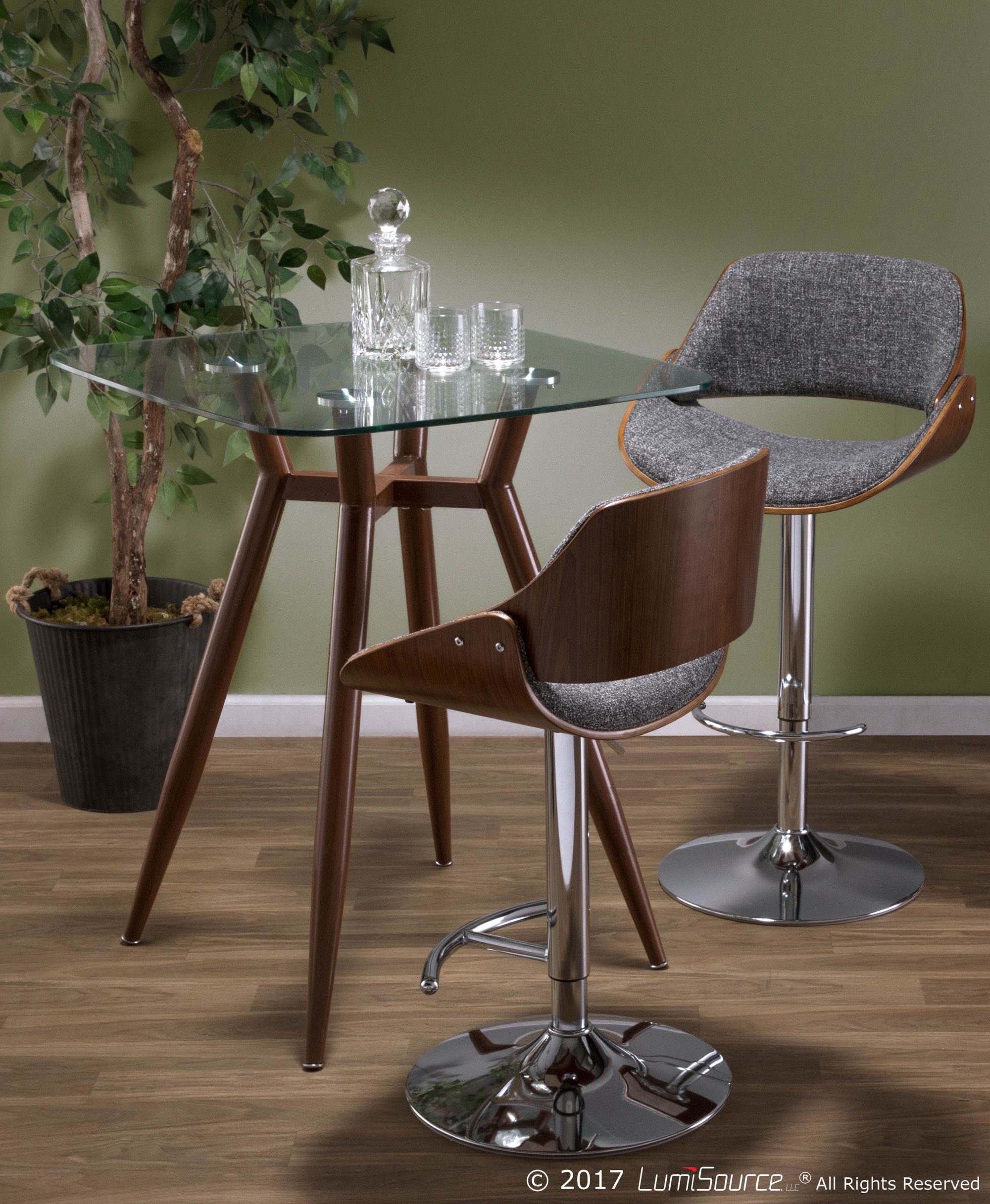 Fabrizzi Grey Noise Mid-Century Modern Adjustable Barstool (Set of 2) 3 Fabrizzi Grey Noise Mid-Century Modern Adjustable Barstool (Set of 2) - Image 3