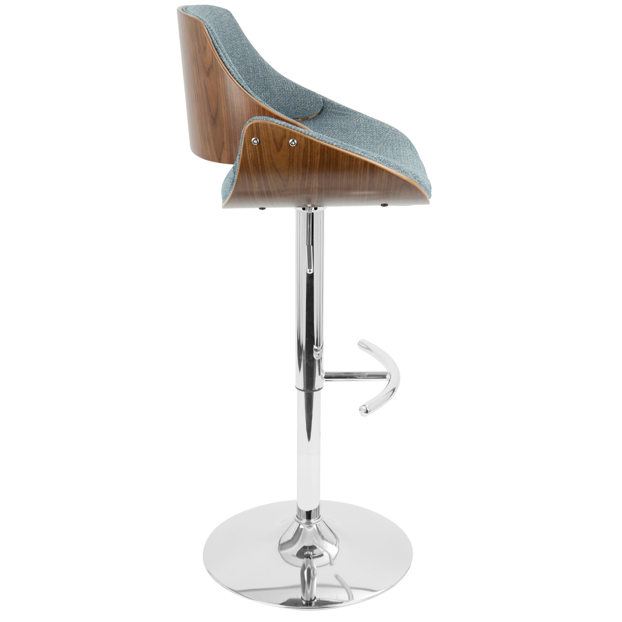 Fabrizzi Mid-Century Modern Adjustable Swivel Barstools Blue (Set of 3) (Set of 3) 4 Fabrizzi Mid-Century Modern Adjustable Swivel Barstools Blue (Set of 3) (Set of 3) - Image 4