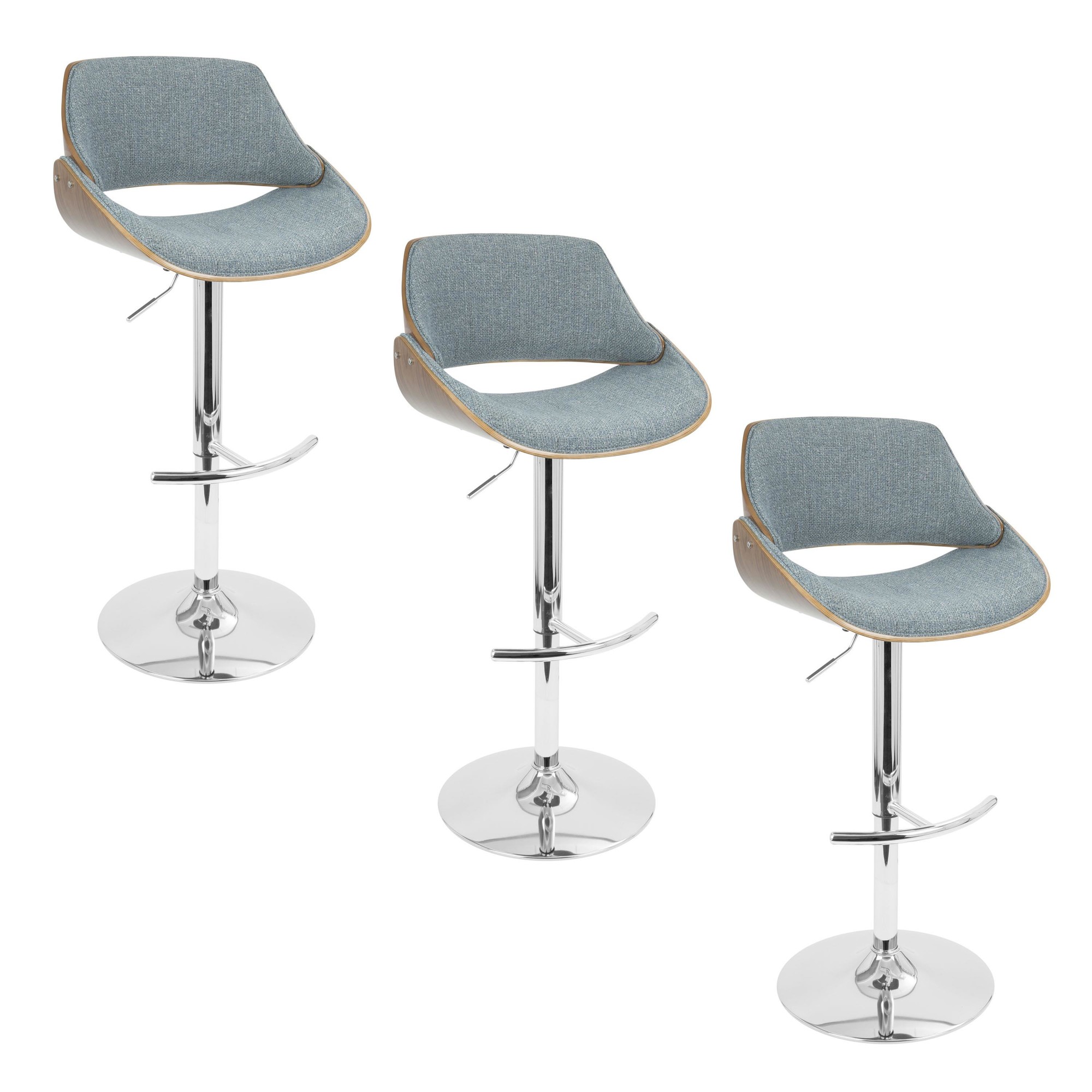 Fabrizzi Mid-Century Modern Adjustable Swivel Barstools Blue (Set of 3) (Set of 3) 9 Fabrizzi Mid-Century Modern Adjustable Swivel Barstools Blue (Set of 3) (Set of 3) - Image 9