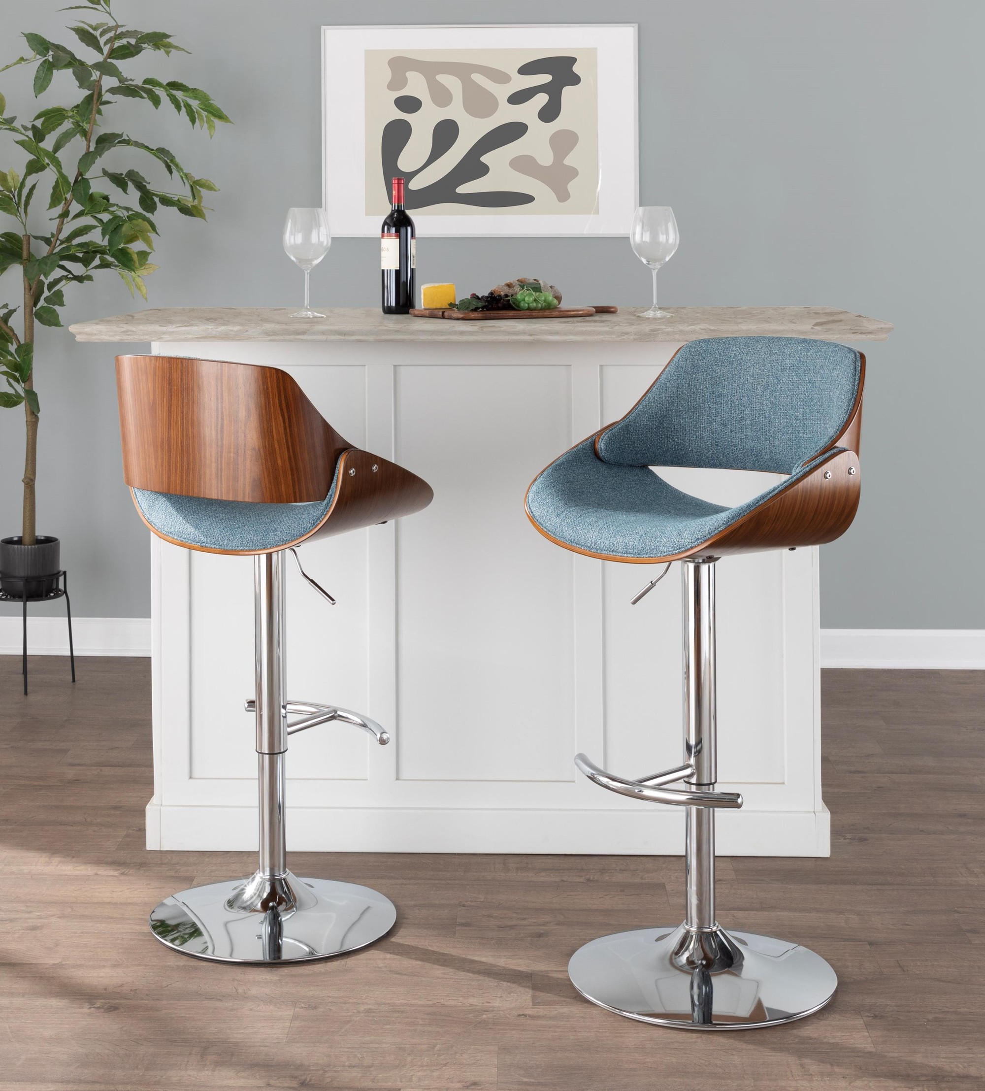 Fabrizzi Mid-Century Modern Adjustable Swivel Barstools Blue (Set of 3) (Set of 3) 1 Fabrizzi Mid-Century Modern Adjustable Swivel Barstools Blue (Set of 3) (Set of 3)