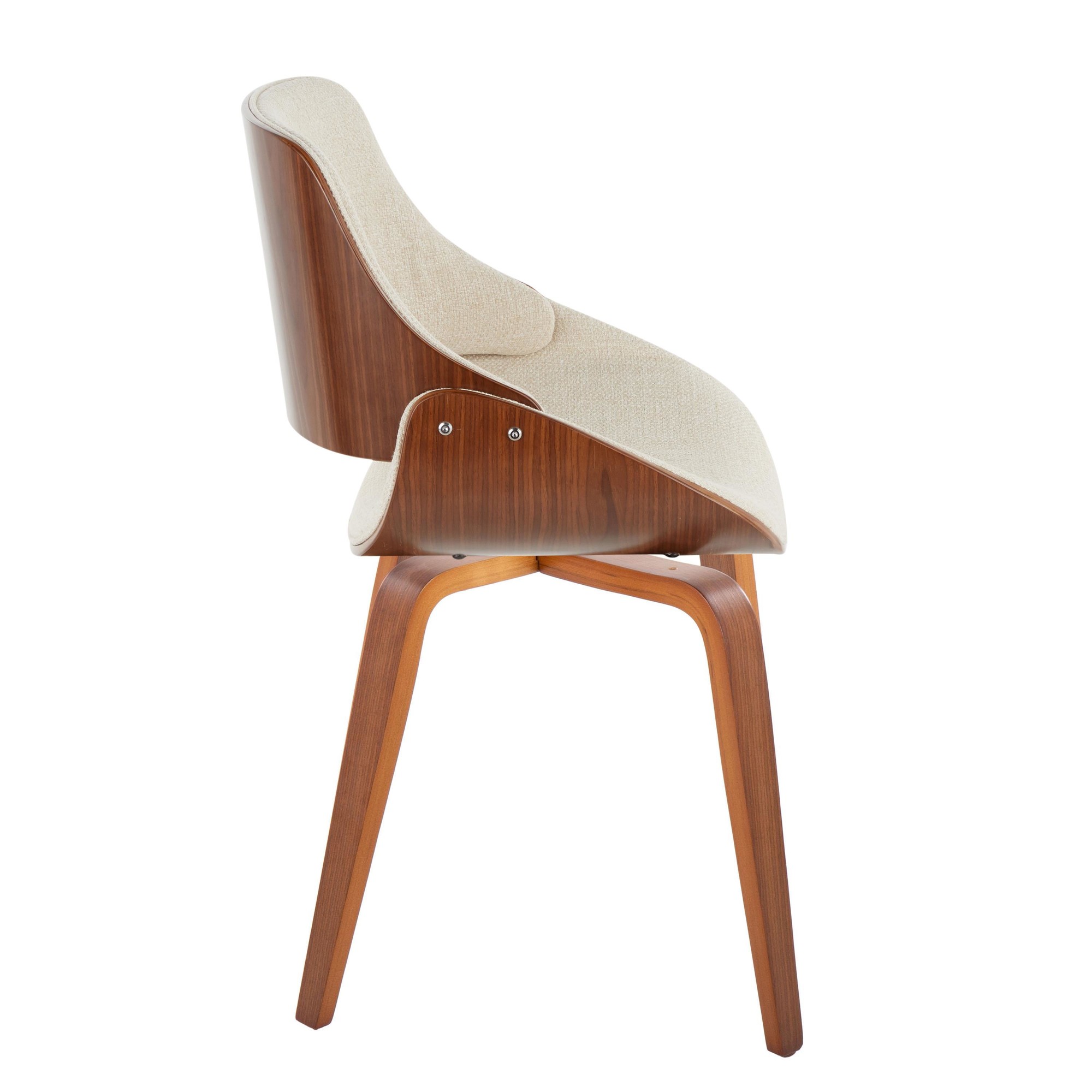 Fabrizzi Mid-Century Modern Cream Fabric Walnut Accent Chair 2 Fabrizzi Mid-Century Modern Cream Fabric Walnut Accent Chair - Image 2