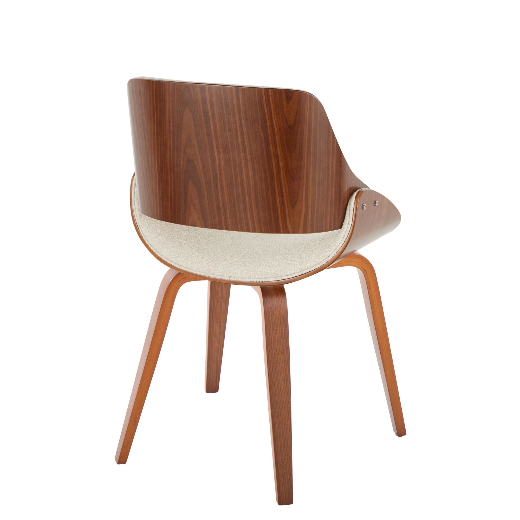 Fabrizzi Mid-Century Modern Cream Fabric Walnut Accent Chair 3 Fabrizzi Mid-Century Modern Cream Fabric Walnut Accent Chair - Image 3