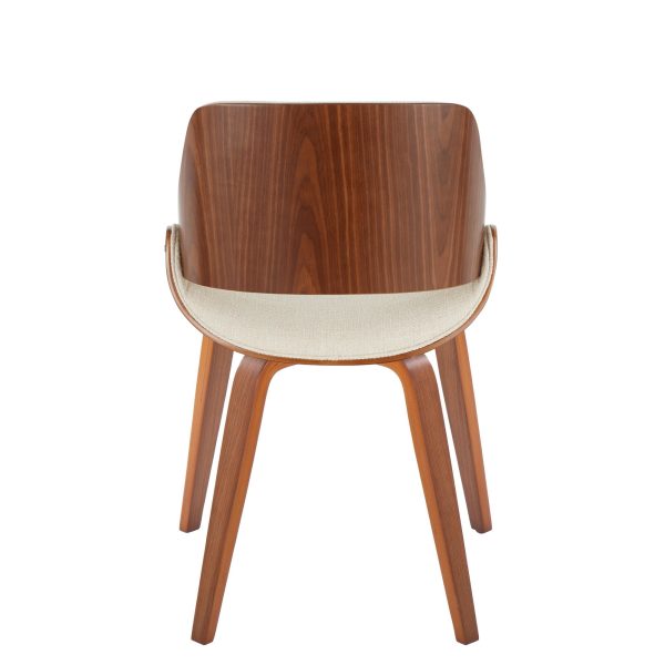 Fabrizzi Mid Century Modern Cream Fabric Walnut Accent Chair 3