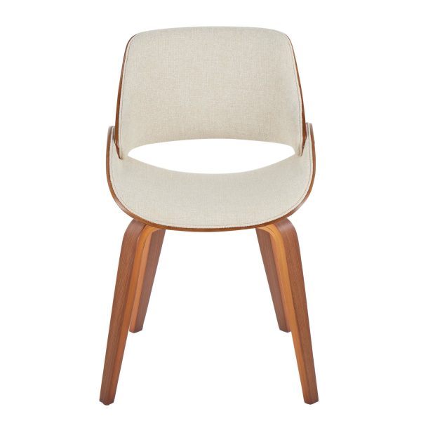 Fabrizzi Mid Century Modern Cream Fabric Walnut Accent Chair 4