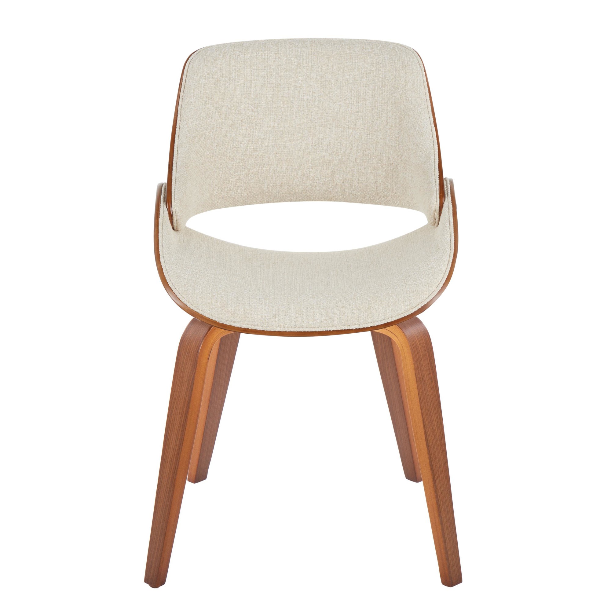 Fabrizzi Mid-Century Modern Cream Fabric Walnut Accent Chair 5 Fabrizzi Mid-Century Modern Cream Fabric Walnut Accent Chair - Image 5