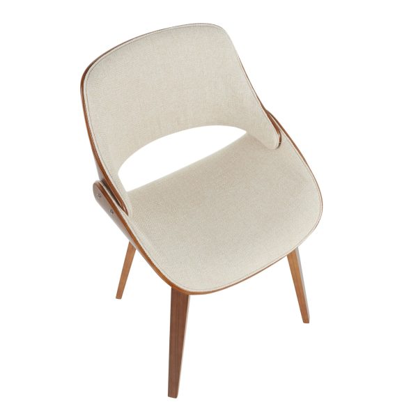 Fabrizzi Mid Century Modern Cream Fabric Walnut Accent Chair 5