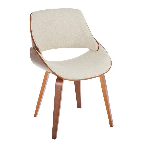 Fabrizzi Mid Century Modern Cream Fabric Walnut Accent Chair