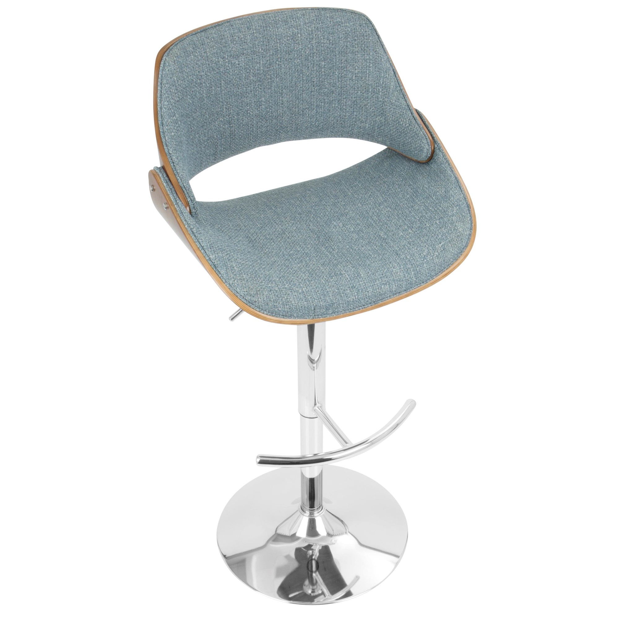 Fabrizzi Mid-Century Modern Swivel Adjustable Barstools Walnut Blue (Set of 2) (Set of 2) 11 Fabrizzi Mid-Century Modern Swivel Adjustable Barstools Walnut Blue (Set of 2) (Set of 2) - Image 11