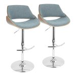 Fabrizzi Mid-Century Modern Swivel Adjustable Barstools Walnut Blue (Set of 2) (Set of 2) 17 Fabrizzi Mid-Century Modern Swivel Adjustable Barstools Walnut Blue (Set of 2) (Set of 2)