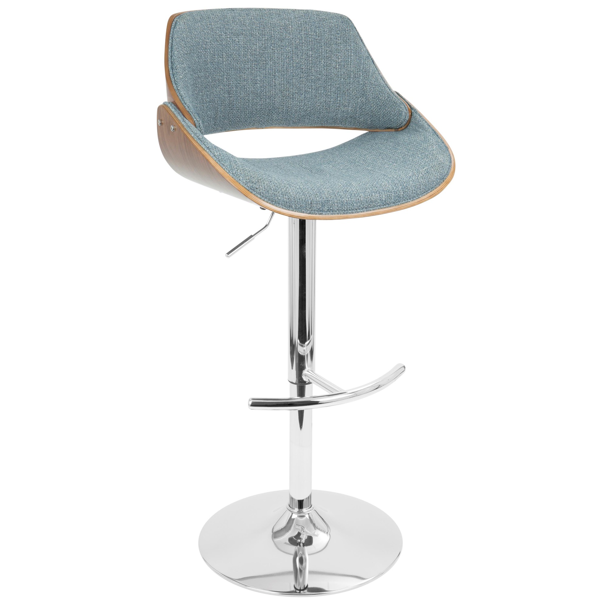 Fabrizzi Mid-Century Modern Swivel Adjustable Barstools Walnut Blue (Set of 2) (Set of 2) 6 Fabrizzi Mid-Century Modern Swivel Adjustable Barstools Walnut Blue (Set of 2) (Set of 2) - Image 6