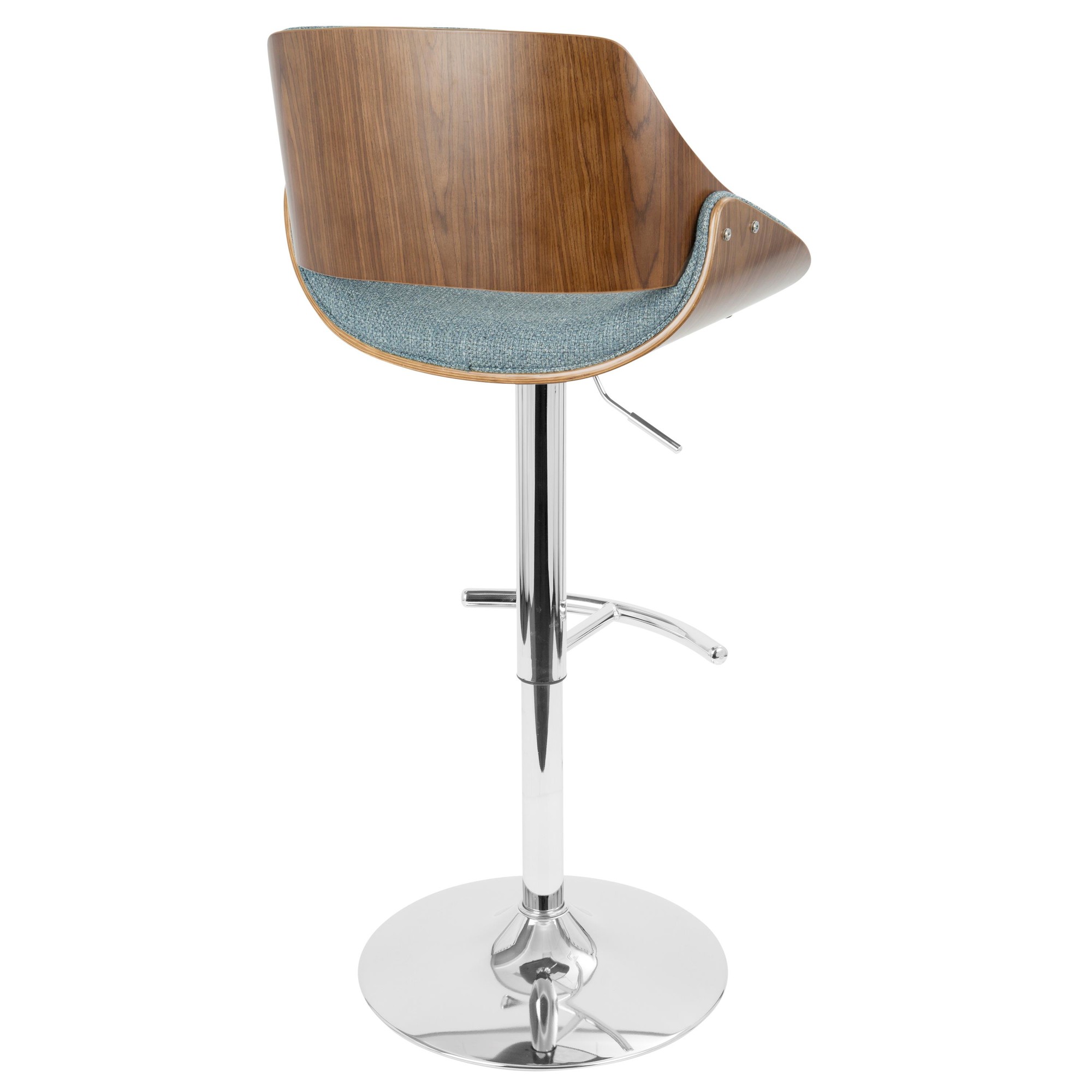 Fabrizzi Mid-Century Modern Swivel Adjustable Barstools Walnut Blue (Set of 2) (Set of 2) 8 Fabrizzi Mid-Century Modern Swivel Adjustable Barstools Walnut Blue (Set of 2) (Set of 2) - Image 8