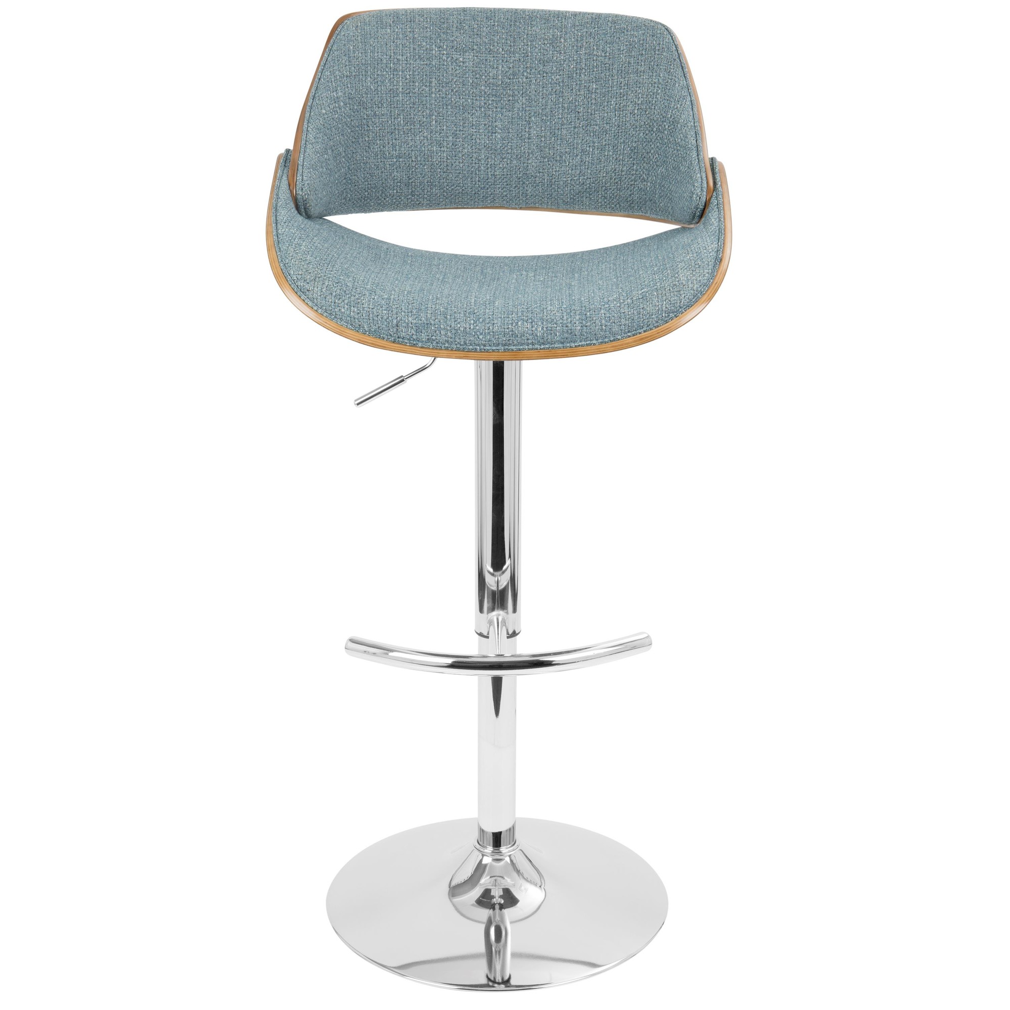Fabrizzi Mid-Century Modern Swivel Adjustable Barstools Walnut Blue (Set of 2) (Set of 2) 10 Fabrizzi Mid-Century Modern Swivel Adjustable Barstools Walnut Blue (Set of 2) (Set of 2) - Image 10