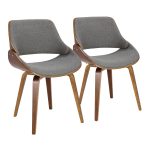 Fabrizzi Mid-Century Modern Walnut Wood Grey Fabric Chair (Set of 2) 15 Fabrizzi Mid-Century Modern Walnut Wood Grey Fabric Chair (Set of 2)