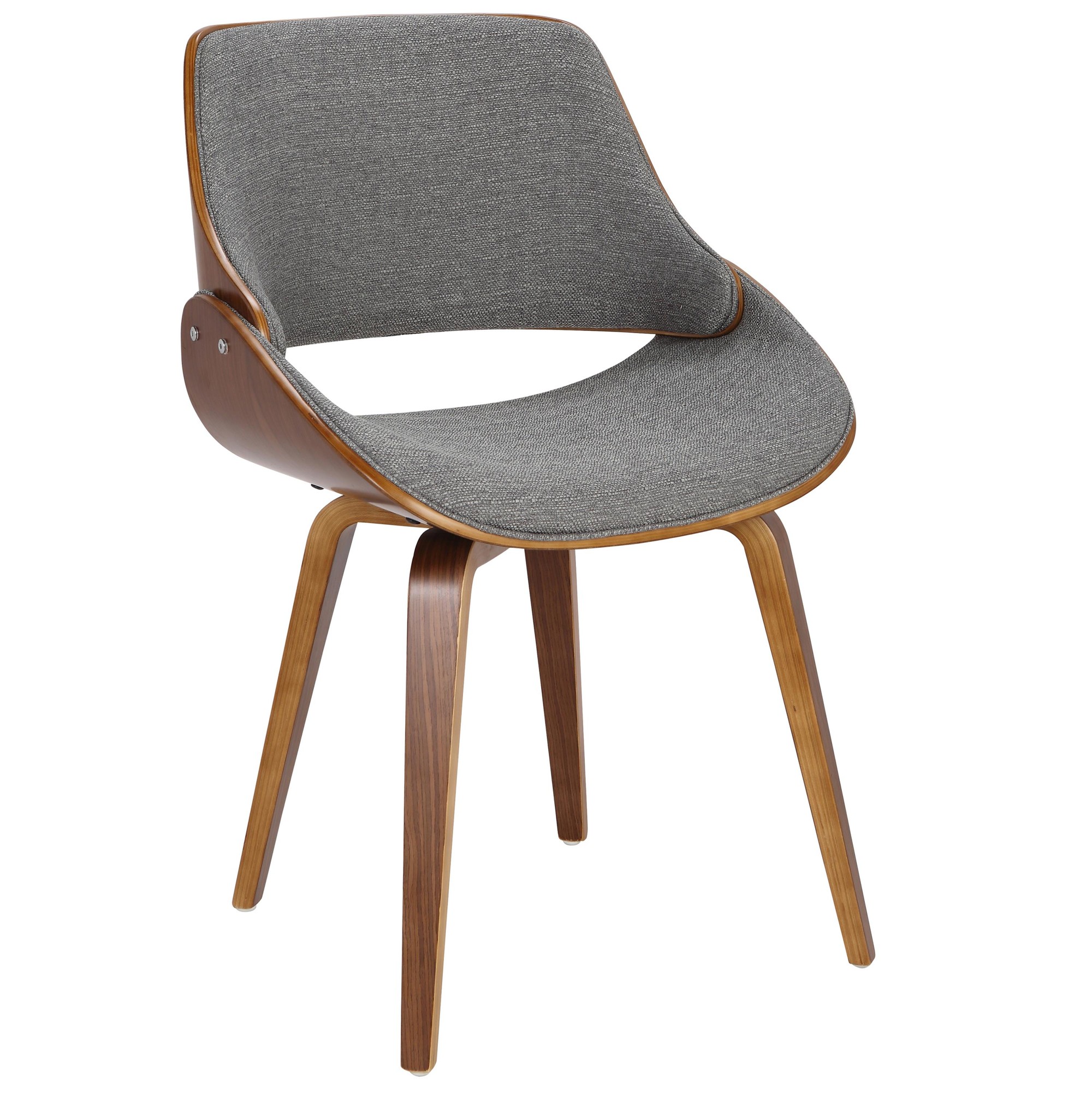 Fabrizzi Mid-Century Modern Walnut Wood Grey Fabric Chair (Set of 2) 5 Fabrizzi Mid-Century Modern Walnut Wood Grey Fabric Chair (Set of 2) - Image 5