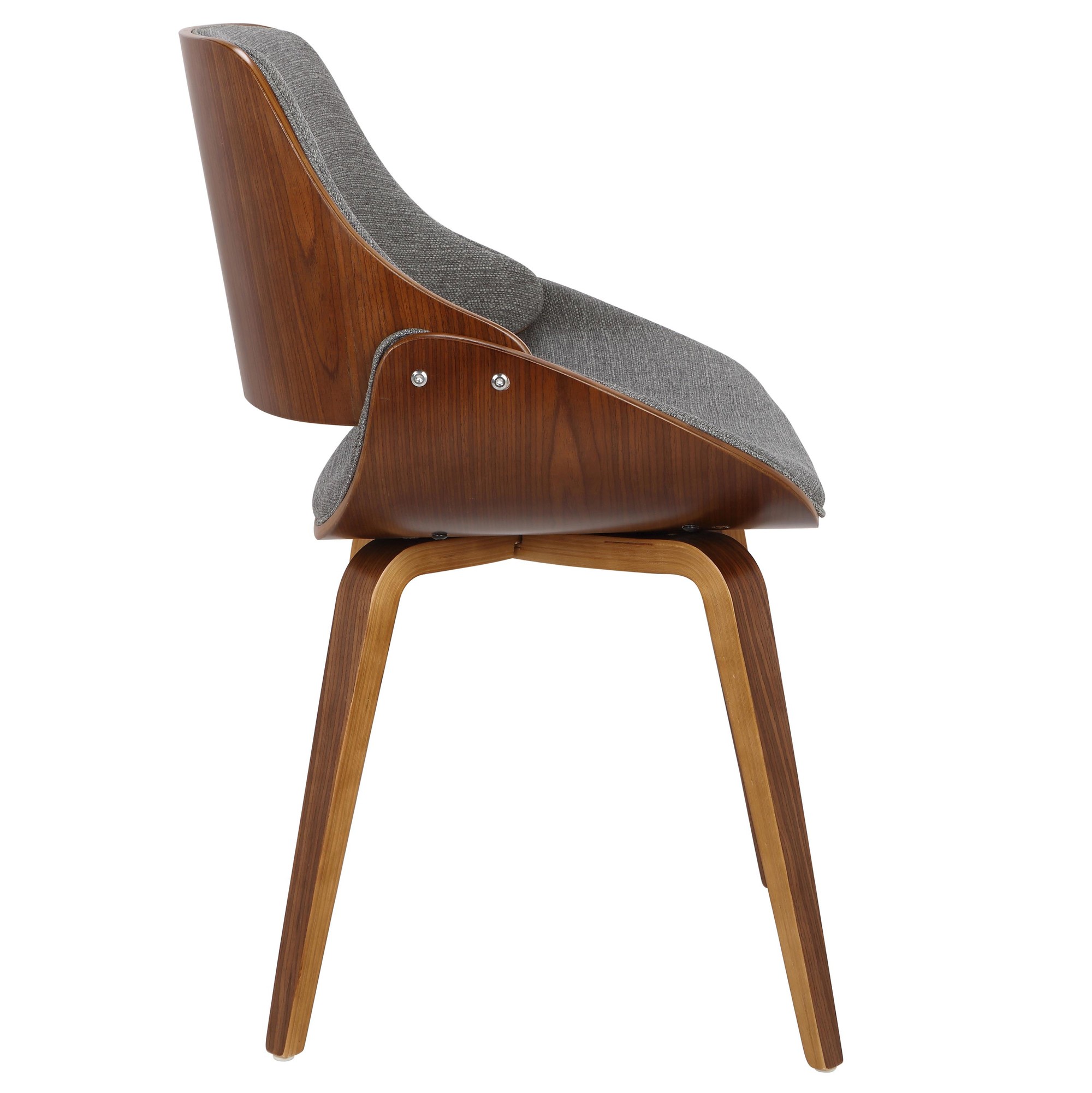 Fabrizzi Mid-Century Modern Walnut Wood Grey Fabric Chair (Set of 2) 6 Fabrizzi Mid-Century Modern Walnut Wood Grey Fabric Chair (Set of 2) - Image 6