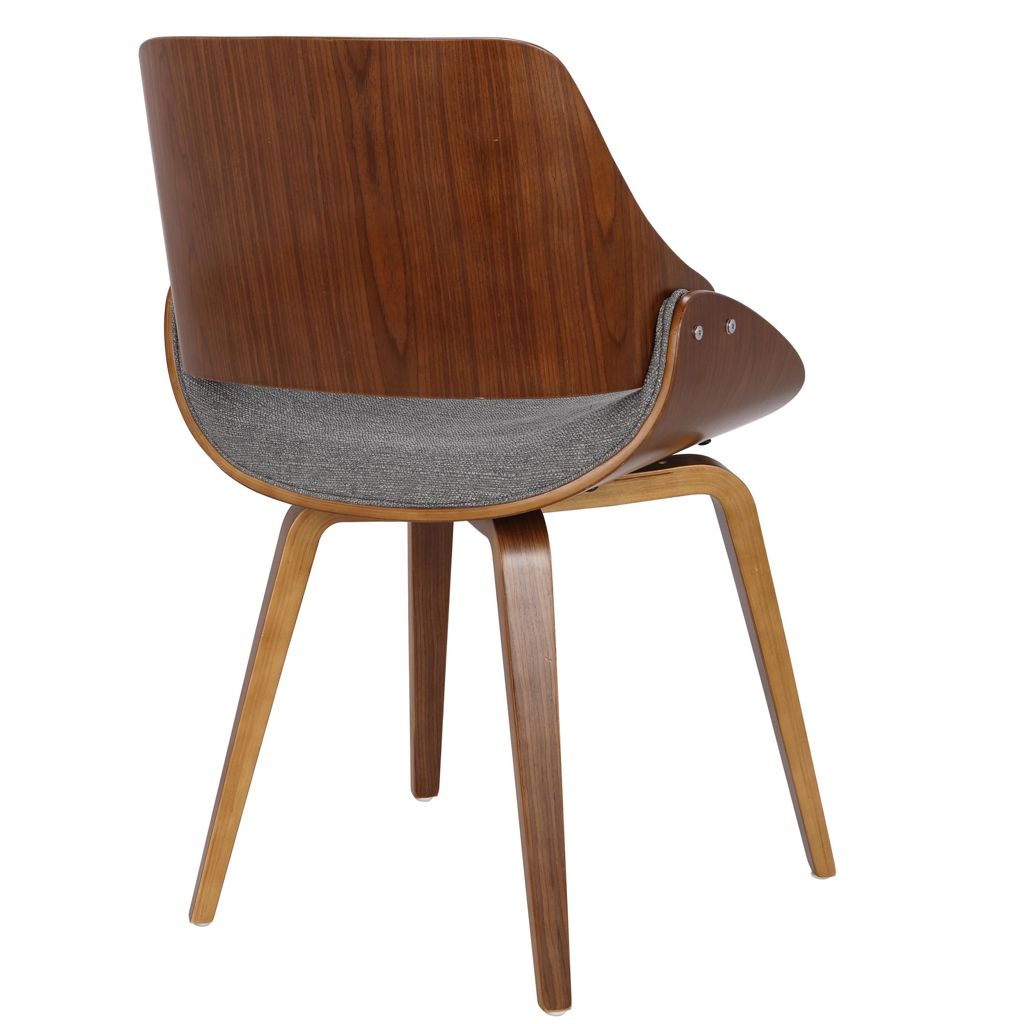 Fabrizzi Mid-Century Modern Walnut Wood Grey Fabric Chair (Set of 2) 7 Fabrizzi Mid-Century Modern Walnut Wood Grey Fabric Chair (Set of 2) - Image 7