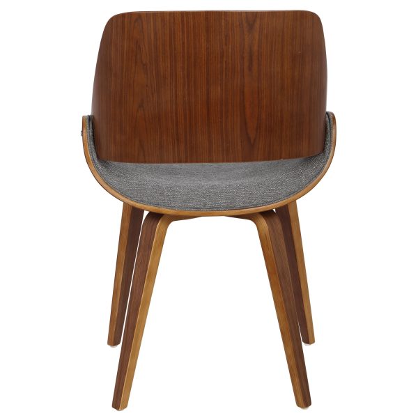 Fabrizzi Mid Century Modern Walnut Wood Grey Fabric Chair Set of 2 7