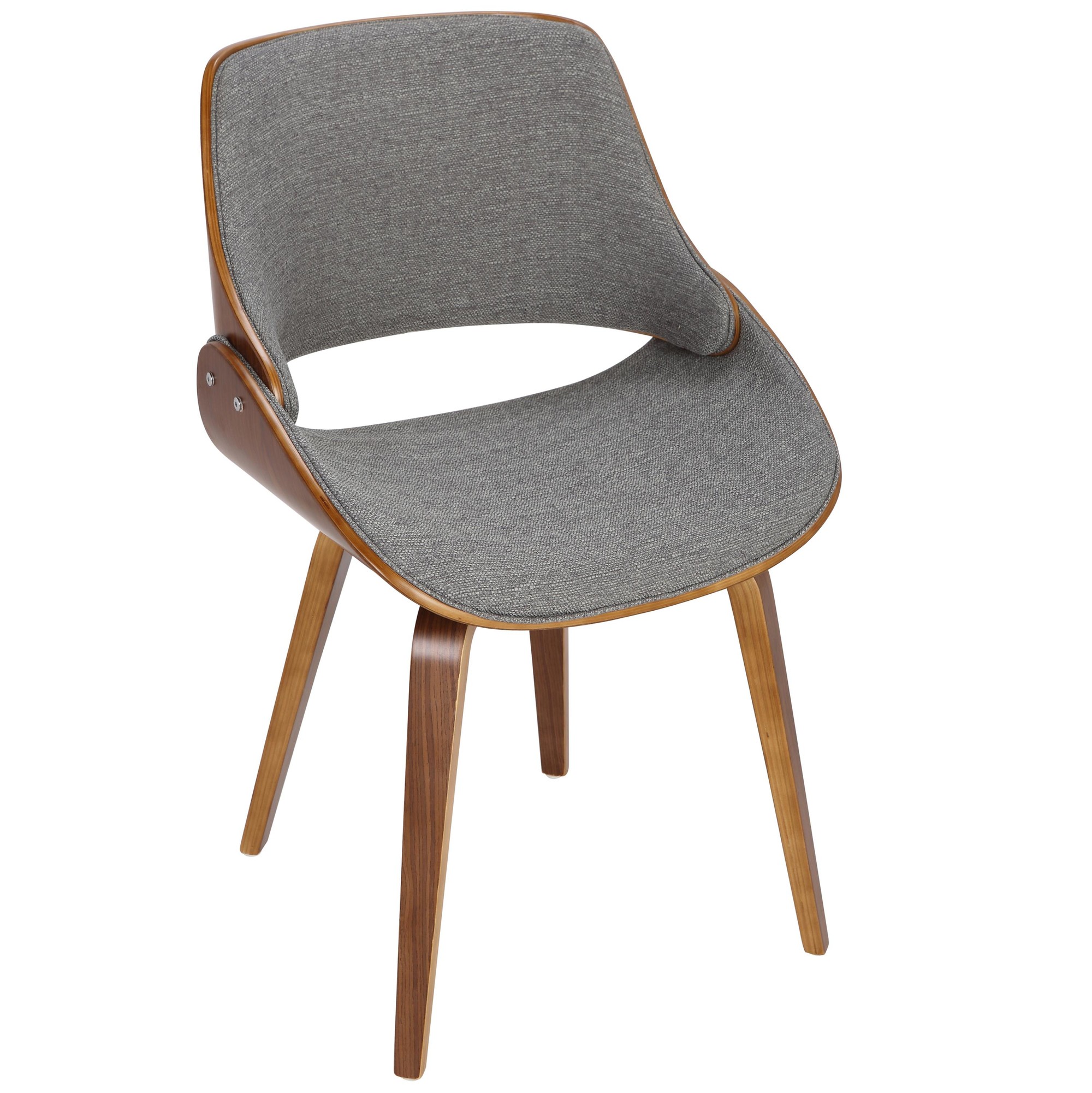 Fabrizzi Mid-Century Modern Walnut Wood Grey Fabric Chair (Set of 2) 10 Fabrizzi Mid-Century Modern Walnut Wood Grey Fabric Chair (Set of 2) - Image 10