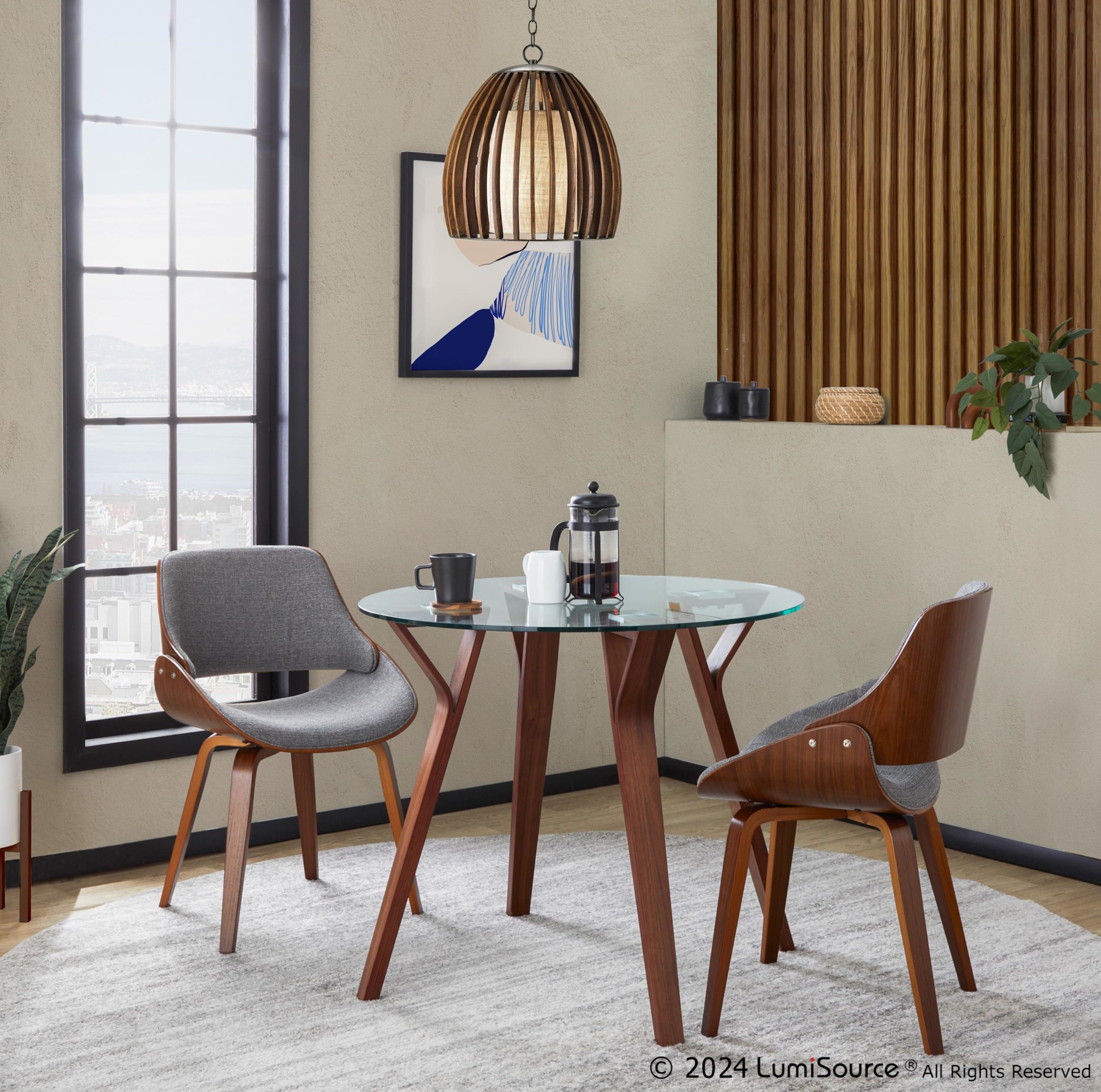 Fabrizzi Mid-Century Modern Walnut Wood Grey Fabric Chair (Set of 2) 1 Fabrizzi Mid-Century Modern Walnut Wood Grey Fabric Chair (Set of 2)