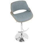 Fabrizzi Mid-Century Modern Walnut and Blue Adjustable Barstool 24 Fabrizzi Mid-Century Modern Walnut and Blue Adjustable Barstool
