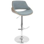 Fabrizzi Mid-Century Modern Walnut and Blue Adjustable Barstool 18 Fabrizzi Mid-Century Modern Walnut and Blue Adjustable Barstool
