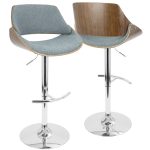 Fabrizzi Mid-Century Modern Walnut and Blue Adjustable Barstool 19 Fabrizzi Mid-Century Modern Walnut and Blue Adjustable Barstool