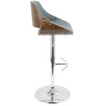 Fabrizzi Mid-Century Modern Walnut and Blue Adjustable Barstool 20 Fabrizzi Mid-Century Modern Walnut and Blue Adjustable Barstool