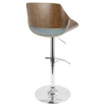 Fabrizzi Mid-Century Modern Walnut and Blue Adjustable Barstool 21 Fabrizzi Mid-Century Modern Walnut and Blue Adjustable Barstool