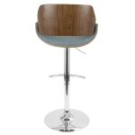 Fabrizzi Mid-Century Modern Walnut and Blue Adjustable Barstool 22 Fabrizzi Mid-Century Modern Walnut and Blue Adjustable Barstool