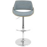 Fabrizzi Mid-Century Modern Walnut and Blue Adjustable Barstool 23 Fabrizzi Mid-Century Modern Walnut and Blue Adjustable Barstool
