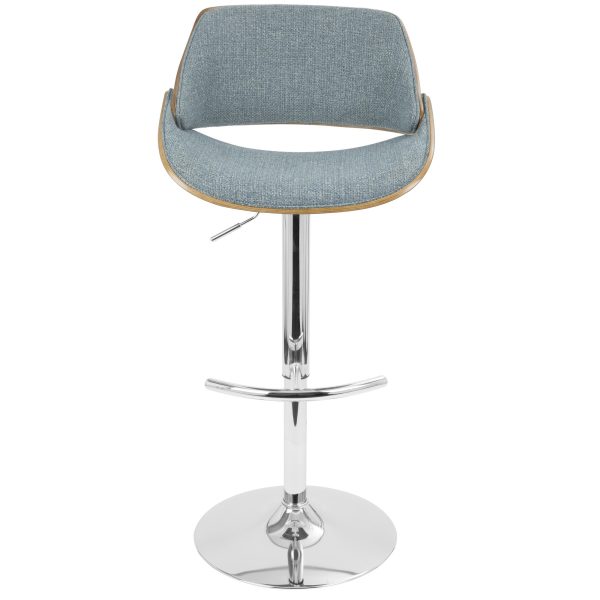 Fabrizzi Mid Century Modern Walnut and Blue Adjustable Barstool 9