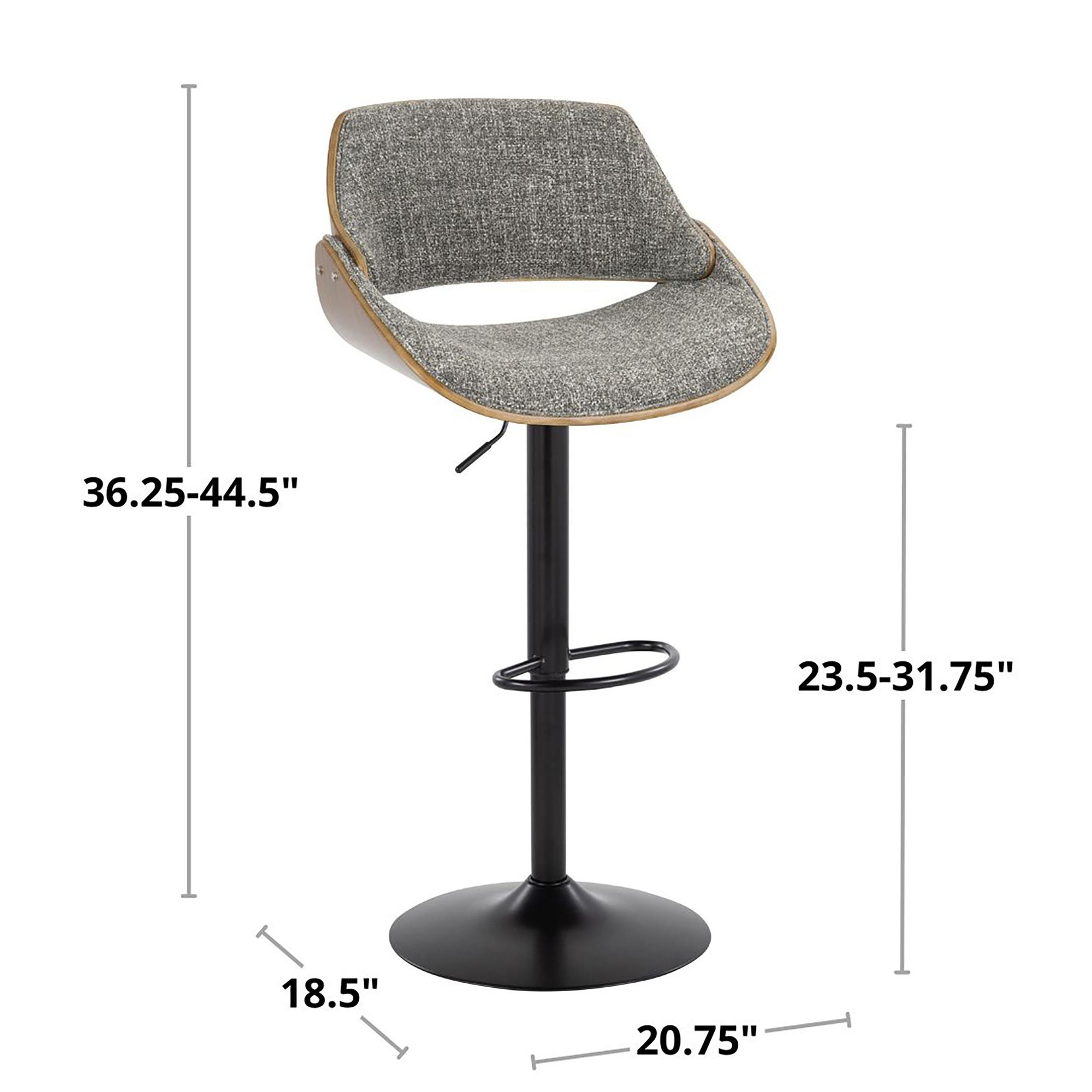 Fabrizzi Mid-Century Modern Walnut and Grey Adjustable Barstool (Set of 2) 11 Fabrizzi Mid-Century Modern Walnut and Grey Adjustable Barstool (Set of 2) - Image 11