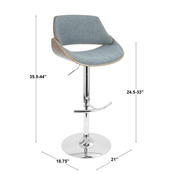 Fabrizzi Mid Century Modern Walnut and Grey Adjustable Barstool Set of 2 11