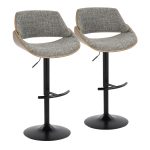 Fabrizzi Mid-Century Modern Walnut and Grey Adjustable Barstool (Set of 2) 18 Fabrizzi Mid-Century Modern Walnut and Grey Adjustable Barstool (Set of 2)