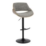 Fabrizzi Mid-Century Modern Walnut and Grey Adjustable Barstool (Set of 2) 19 Fabrizzi Mid-Century Modern Walnut and Grey Adjustable Barstool (Set of 2)