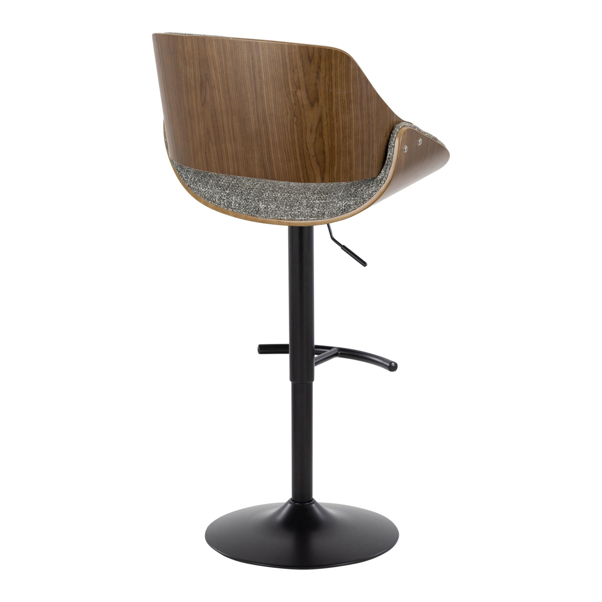 Fabrizzi Mid-Century Modern Walnut and Grey Adjustable Barstool (Set of 2) 8 Fabrizzi Mid-Century Modern Walnut and Grey Adjustable Barstool (Set of 2) - Image 8