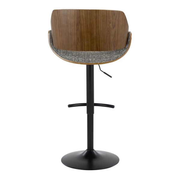 Fabrizzi Mid Century Modern Walnut and Grey Adjustable Barstool Set of 2 8