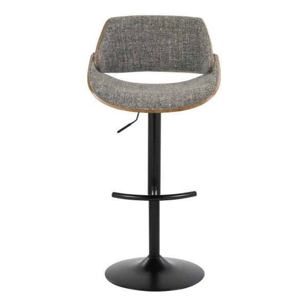 Fabrizzi Mid Century Modern Walnut and Grey Adjustable Barstool Set of 2 9