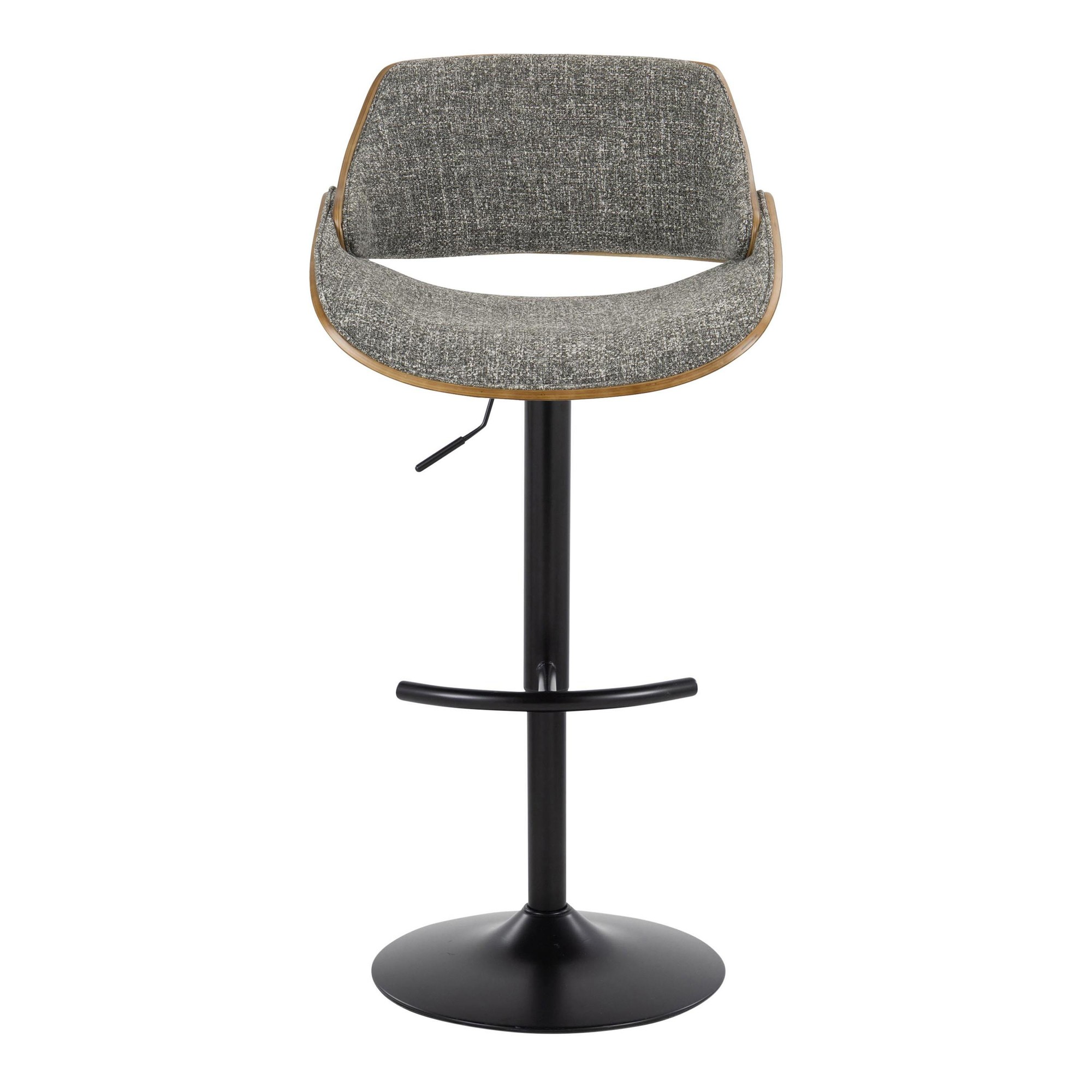 Fabrizzi Mid-Century Modern Walnut and Grey Adjustable Barstool (Set of 2) 10 Fabrizzi Mid-Century Modern Walnut and Grey Adjustable Barstool (Set of 2) - Image 10