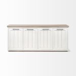 Fairview III Solid Wood Brown Top & White Frame 4 Cabinet Door Sideboard