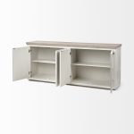 Fairview III Solid Wood Brown Top & White Frame 4 Cabinet Door Sideboard