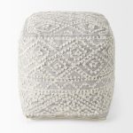 Farida 6.0L x 16.0W x 16.0H Light Gray Wool and Polyester Patterned Pouf