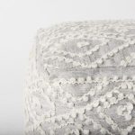 Farida 6.0L x 16.0W x 16.0H Light Gray Wool and Polyester Patterned Pouf