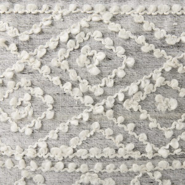 Farida 6.0L x 16.0W x 16.0H Light Gray Wool and Polyester Patterned Pouf 6