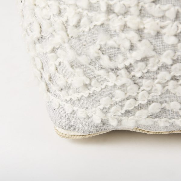 Farida 6.0L x 16.0W x 16.0H Light Gray Wool and Polyester Patterned Pouf 7