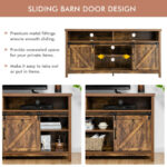 Farmhouse Sliding Barn Door TV Stand with Adjustable Shelves