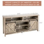 Farmhouse Sliding Barn Door TV Stand with Adjustable Shelves