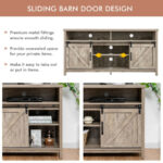 Farmhouse Sliding Barn Door TV Stand with Adjustable Shelves