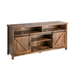 Farmhouse Sliding Barn Door TV Stand with Adjustable Shelves