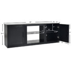 Farmhouse TV Stand with Adjustable Shelves and Faux Fireplace Slot